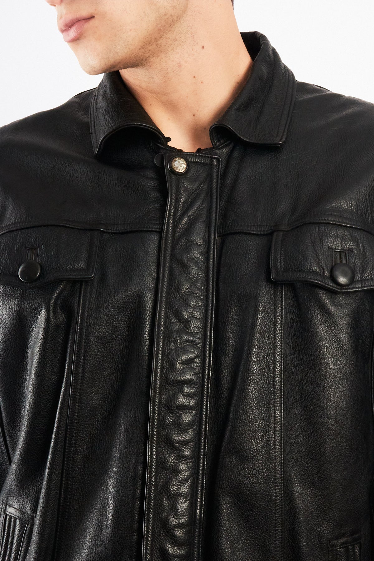 2000 Vintage Leather Sherpa Work Jacket (M/L)