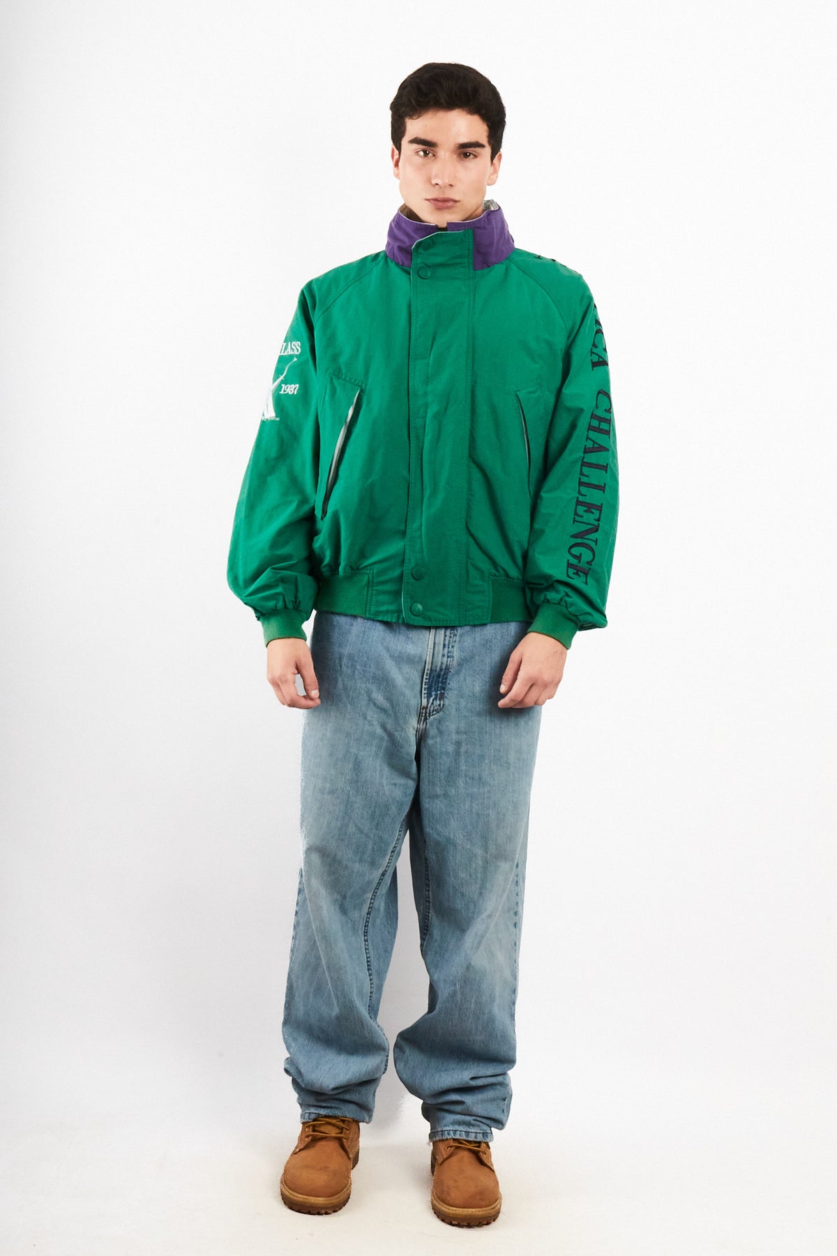 1990 Vintage Nautica Challenge J-Class 1930 Spellout Jacket (M/L)