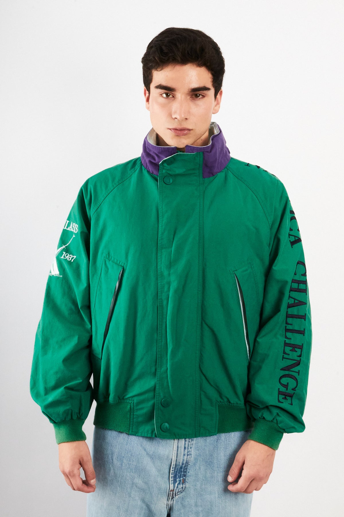1990 Vintage Nautica Challenge J-Class 1930 Spellout Jacket (M/L)
