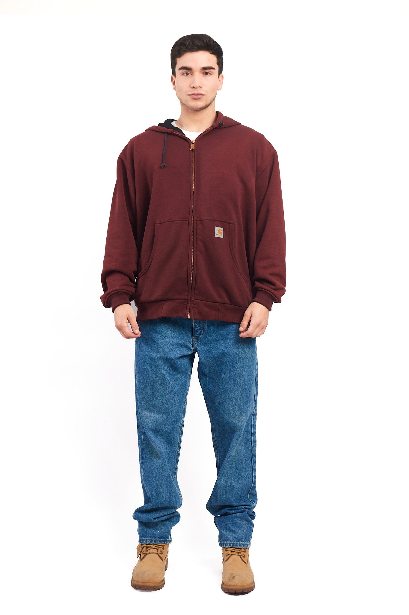 Vintage Carhartt Port Wine Heavy Cotton Hooded Jacket (L)