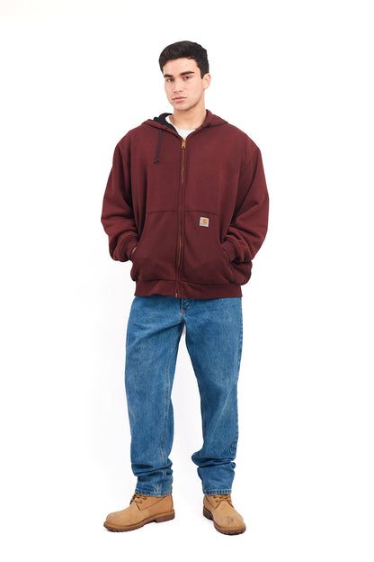 Vintage Carhartt Port Wine Heavy Cotton Hooded Jacket (L)