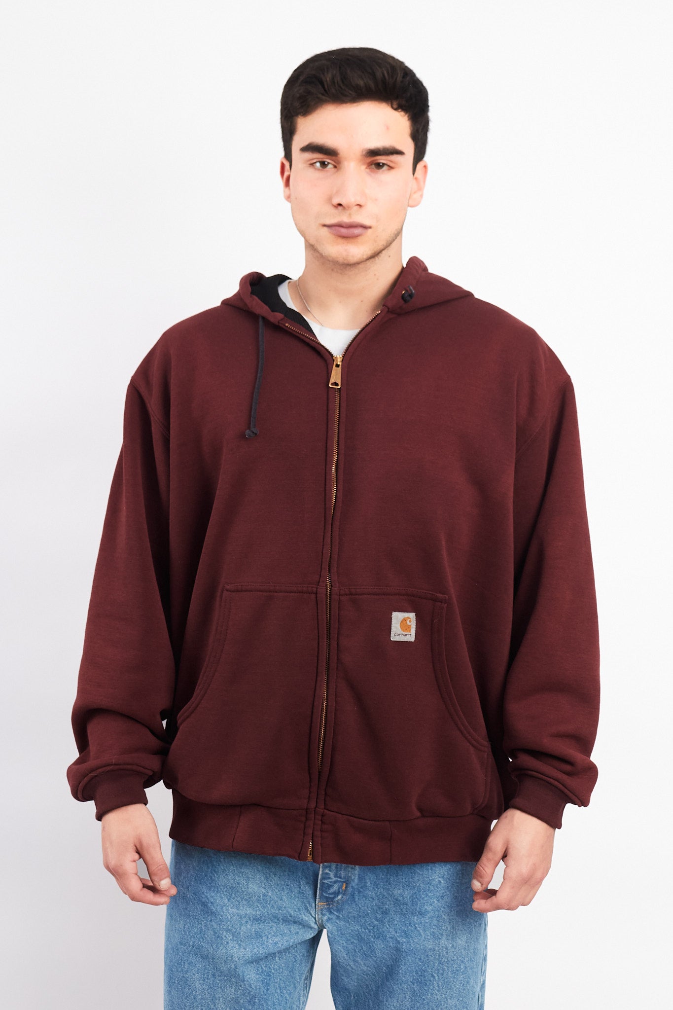 Vintage Carhartt Port Wine Heavy Cotton Hooded Jacket (L)