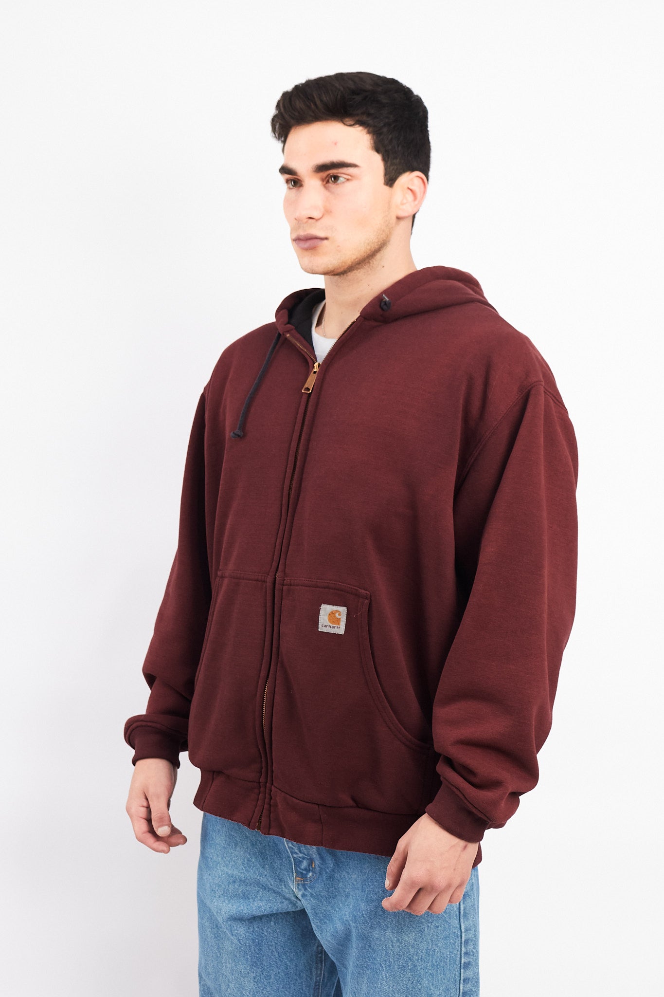 Vintage Carhartt Port Wine Heavy Cotton Hooded Jacket (L)