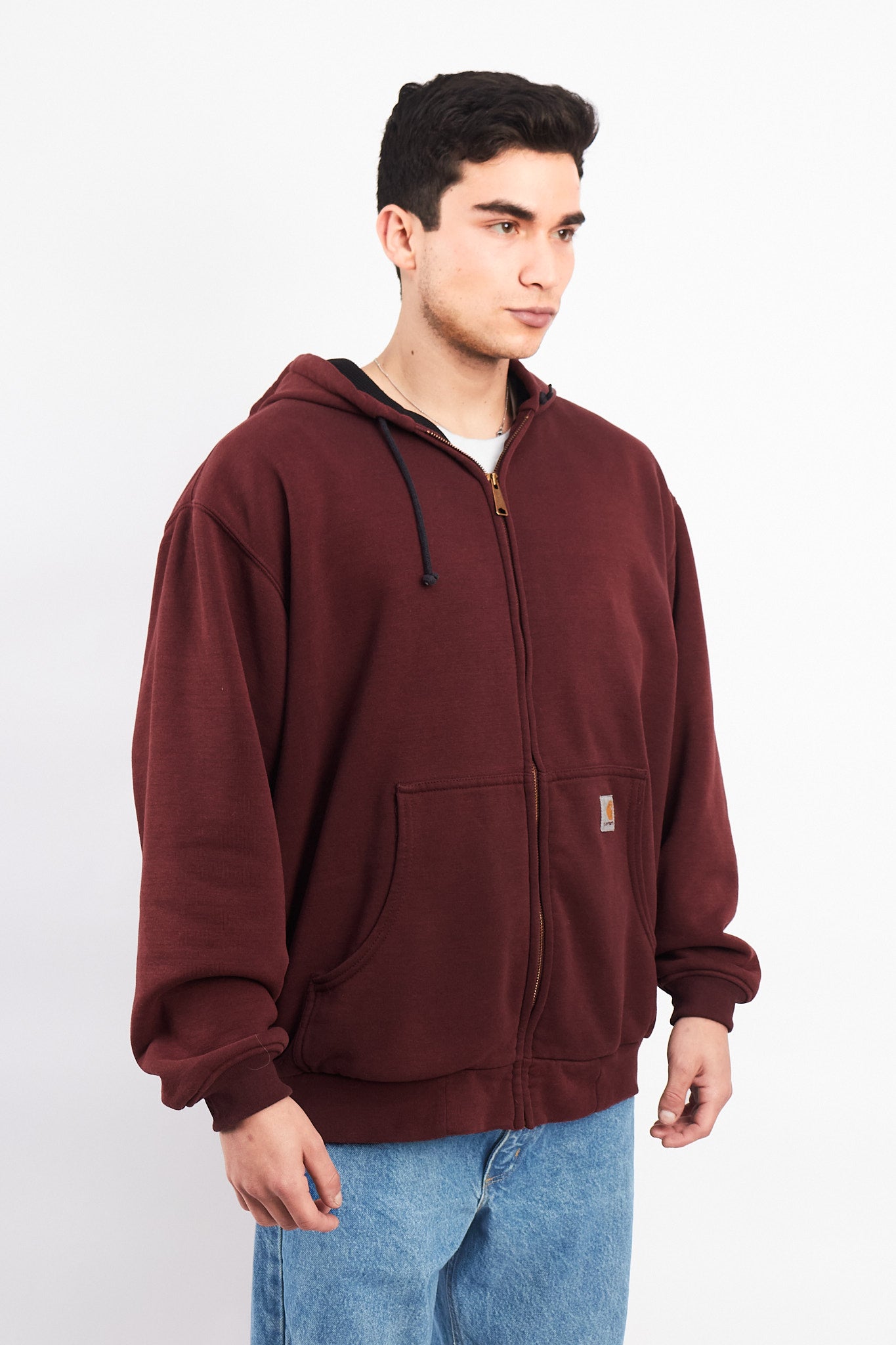 Vintage Carhartt Port Wine Heavy Cotton Hooded Jacket (L)