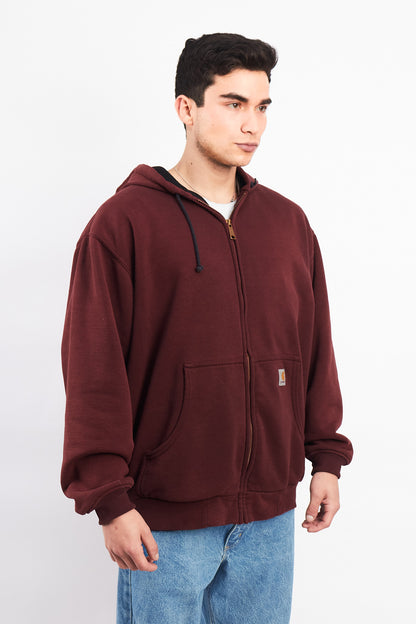 Vintage Carhartt Port Wine Heavy Cotton Hooded Jacket (L)