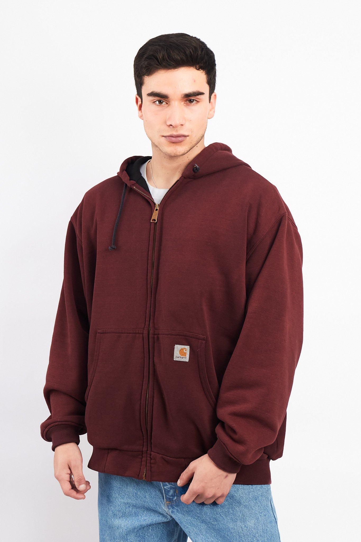 Vintage Carhartt Port Wine Heavy Cotton Hooded Jacket (L)