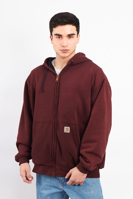 Vintage Carhartt Port Wine Heavy Cotton Hooded Jacket (L)