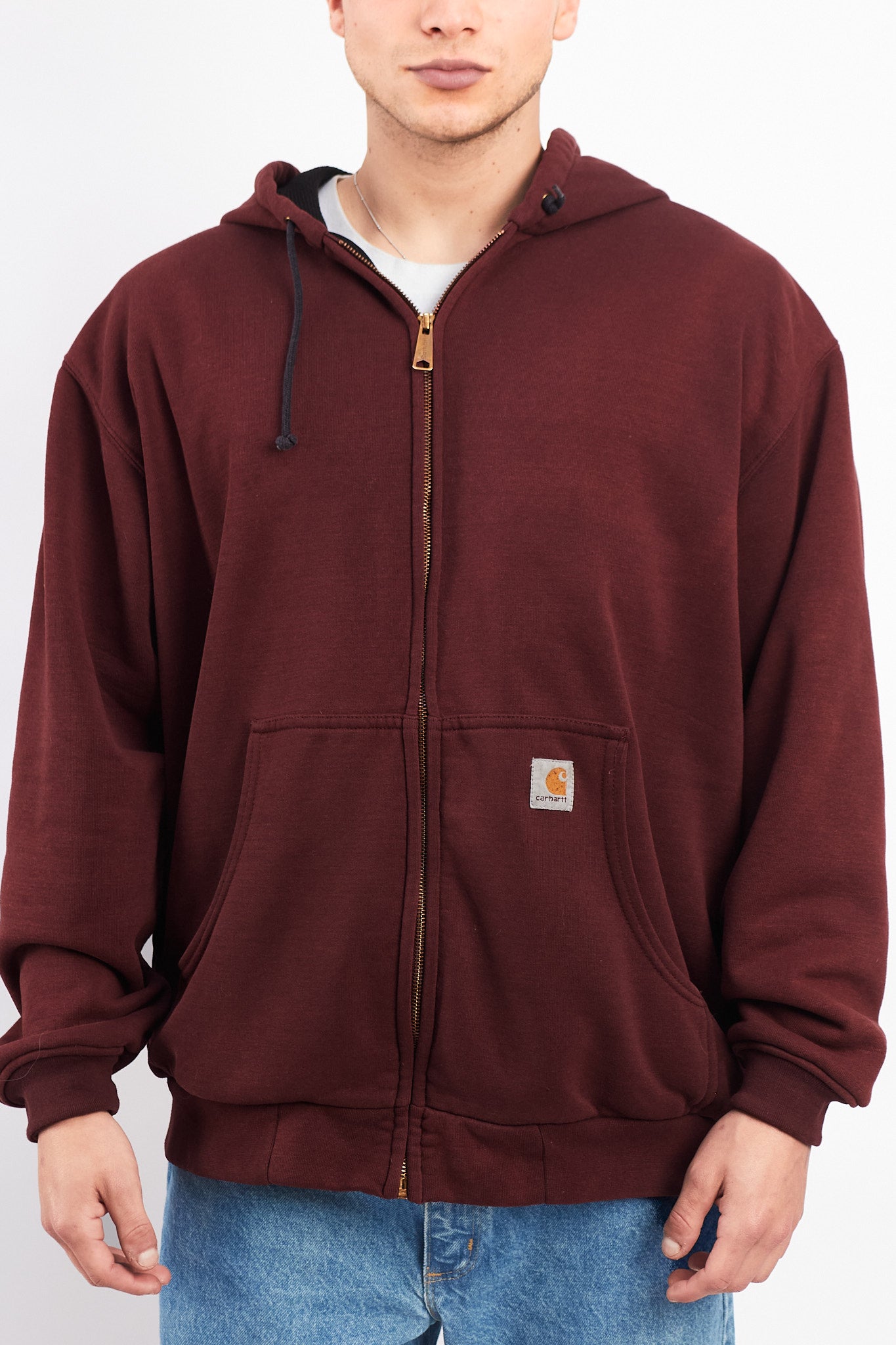 Vintage Carhartt Port Wine Heavy Cotton Hooded Jacket (L)