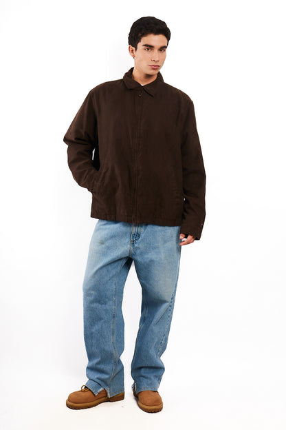 2000 Vintage Tommy Hilfiger Coffee Peachskin Harrington (L/XL)