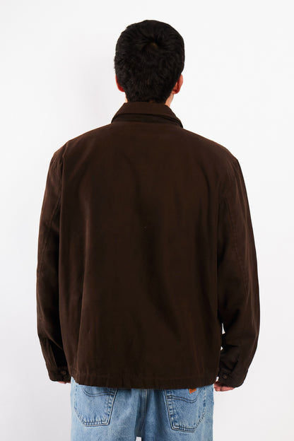 2000 Vintage Tommy Hilfiger Coffee Peachskin Harrington (L/XL)