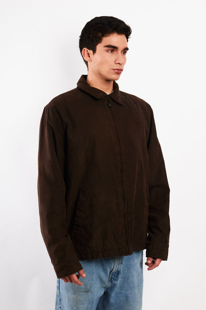 2000 Vintage Tommy Hilfiger Coffee Peachskin Harrington (L/XL)