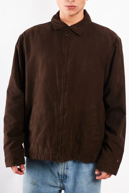 2000 Vintage Tommy Hilfiger Coffee Peachskin Harrington (L/XL)