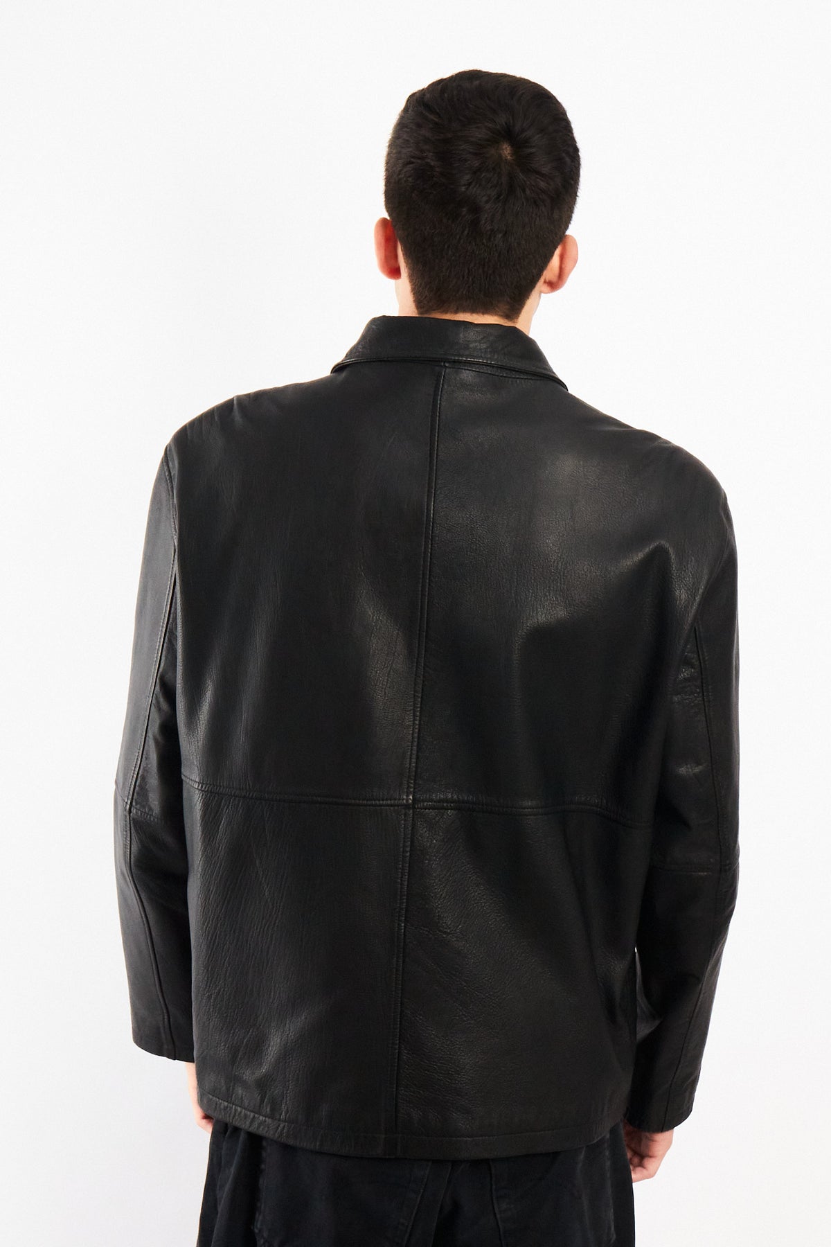 2000 Vintage Black Leather Harrington Jacket (M/L)