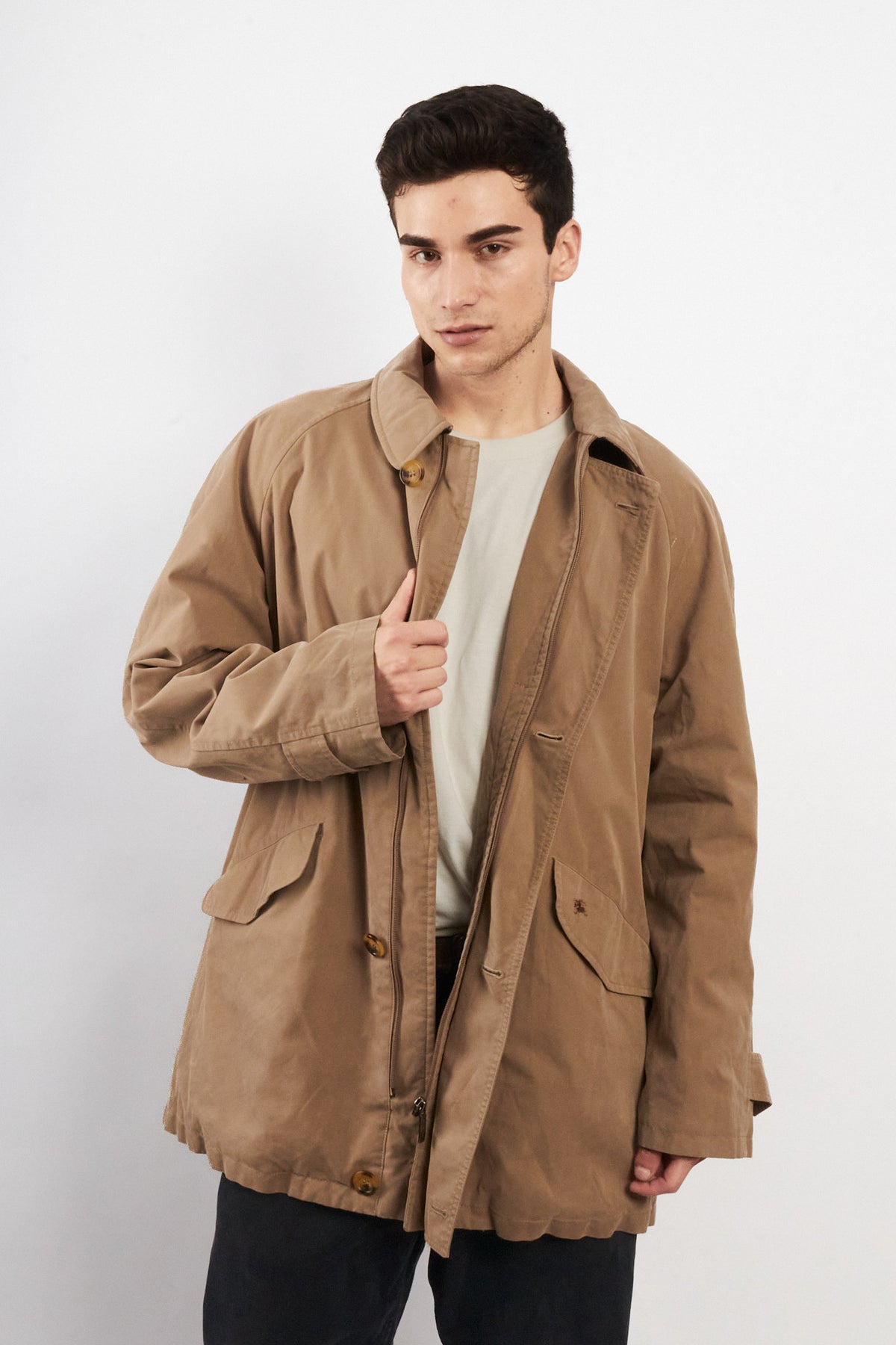 2000 Vintage Burberry Khakhi Mid Trench Coat (M/L)