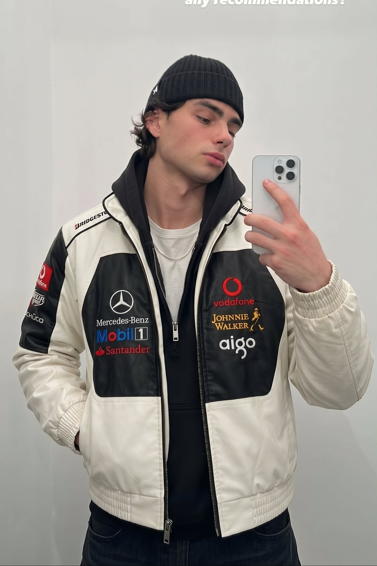 F1 Mclaren Mercedes "Hamilton" Vegan Leather Racing Jacket