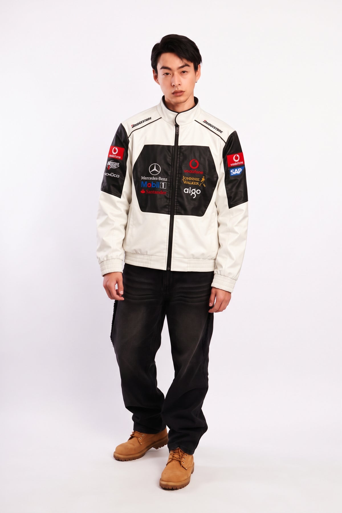 F1 Mclaren Mercedes "Hamilton" Vegan Leather Racing Jacket