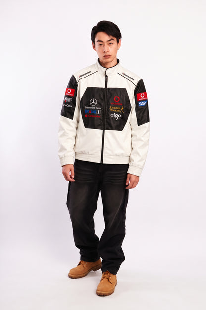 F1 Mclaren Mercedes "Hamilton" Vegan Leather Racing Jacket