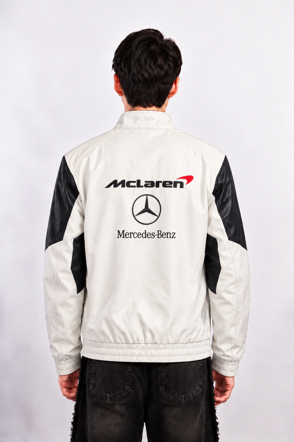 F1 Mclaren Mercedes "Hamilton" Vegan Leather Racing Jacket