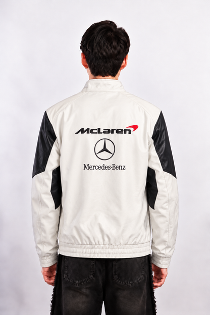 F1 Mclaren Mercedes "Hamilton" Vegan Leather Racing Jacket