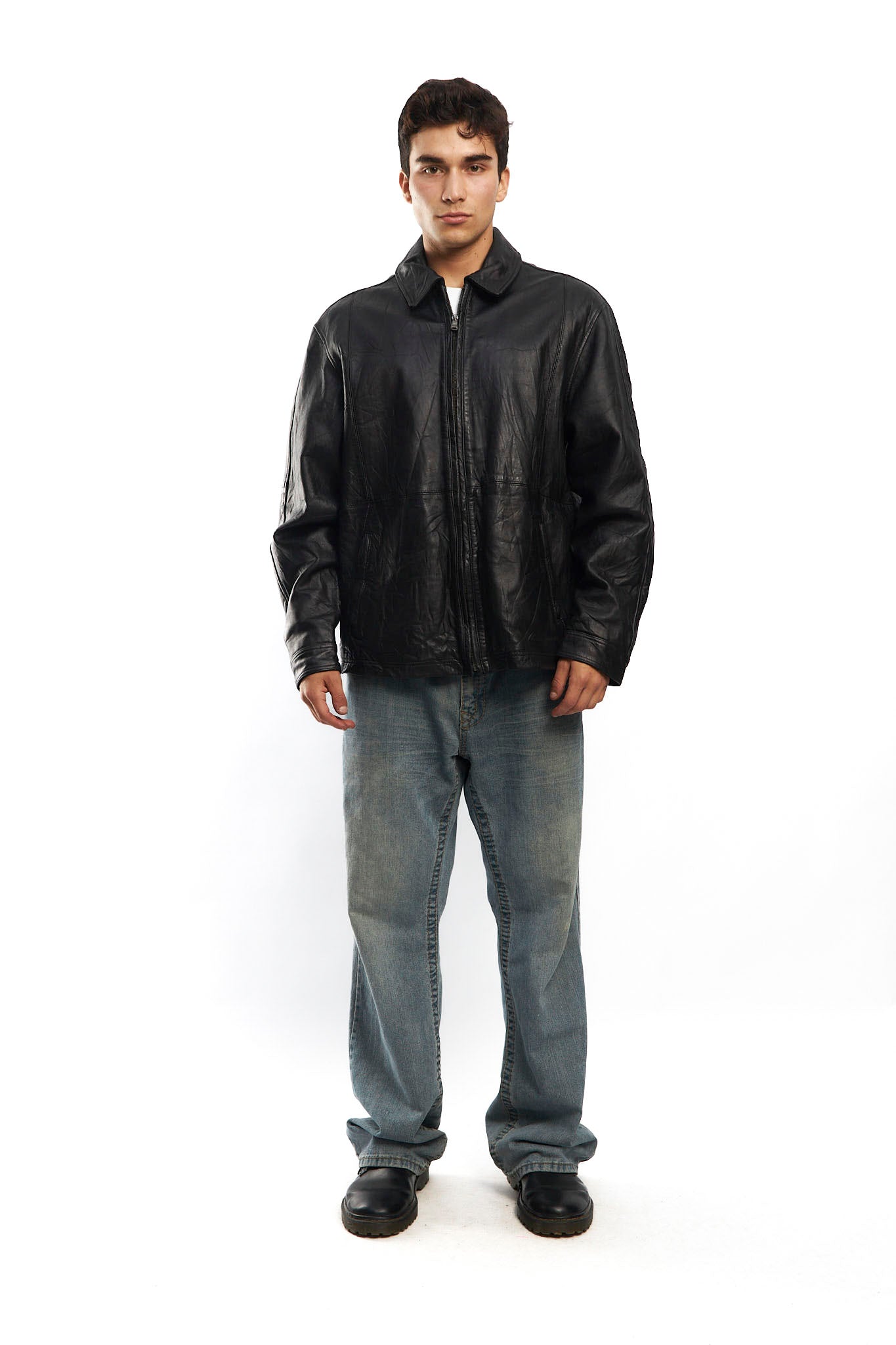 2000 Hugo Boss Leather Harrington Jacket (L)
