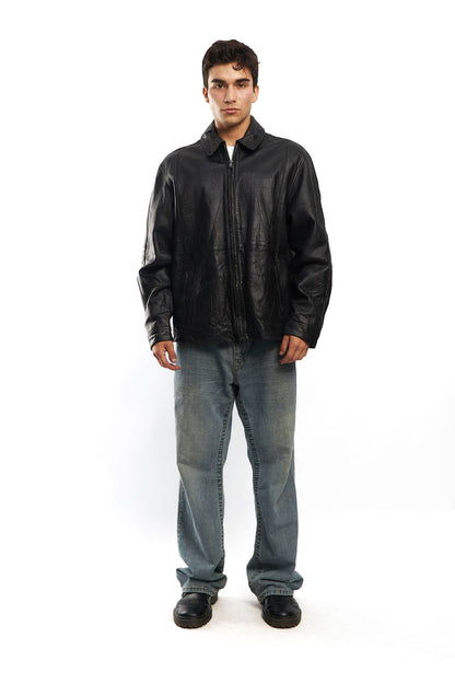 2000 Hugo Boss Leather Harrington Jacket (L)