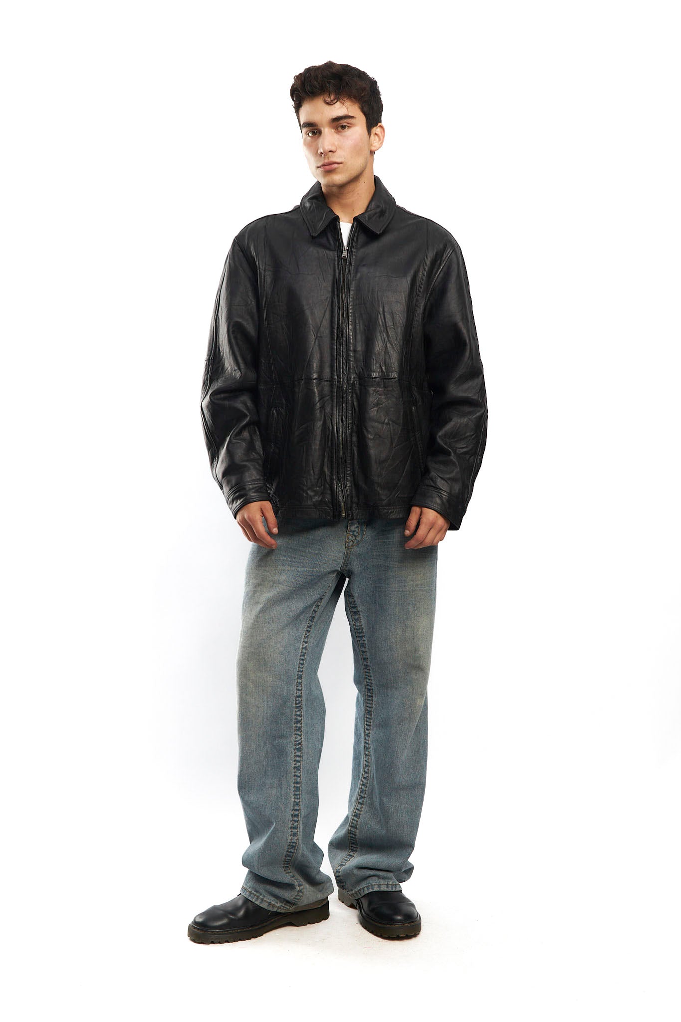 2000 Hugo Boss Leather Harrington Jacket (L)