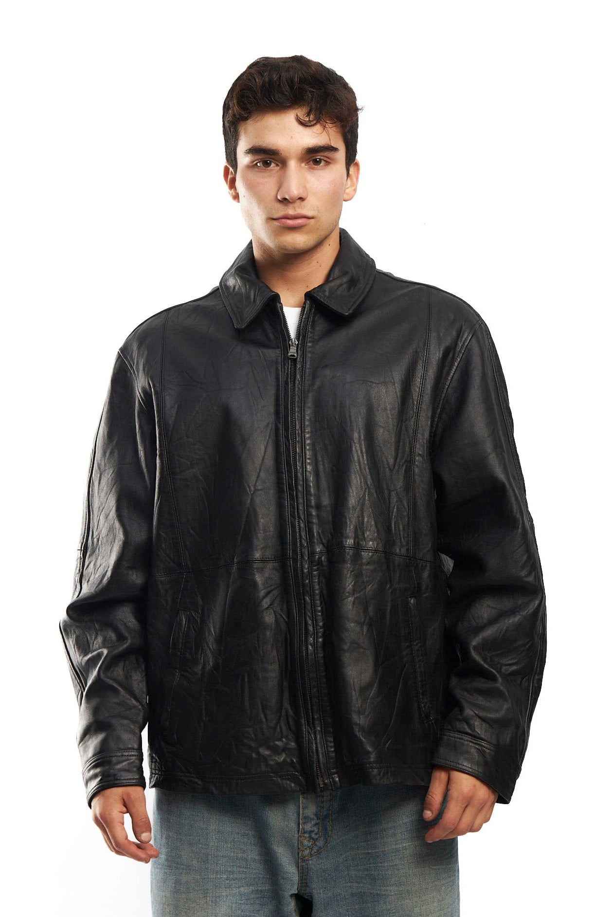 2000 Hugo Boss Leather Harrington Jacket (L)
