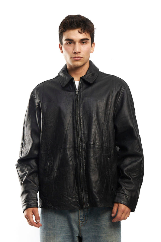 2000 Hugo Boss Leather Harrington Jacket (L)