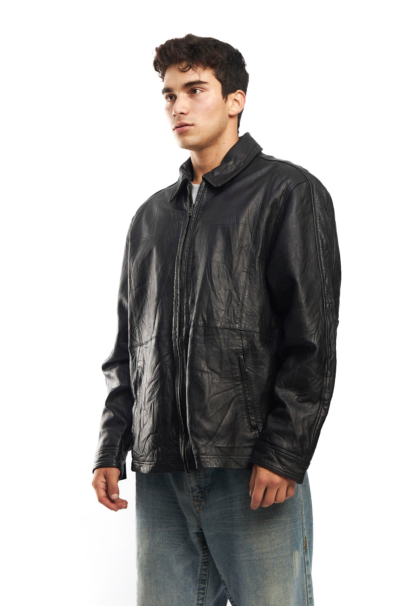 2000 Hugo Boss Leather Harrington Jacket (L)