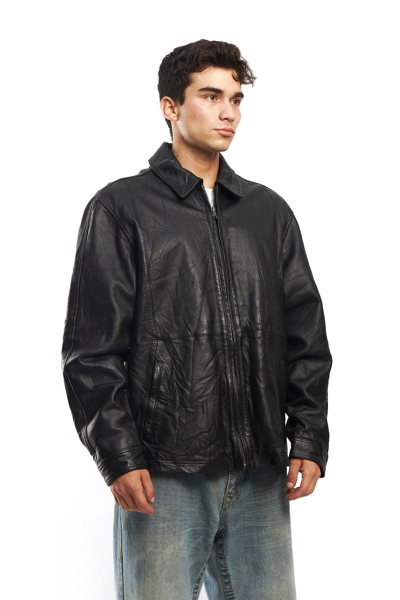 2000 Hugo Boss Leather Harrington Jacket (L)