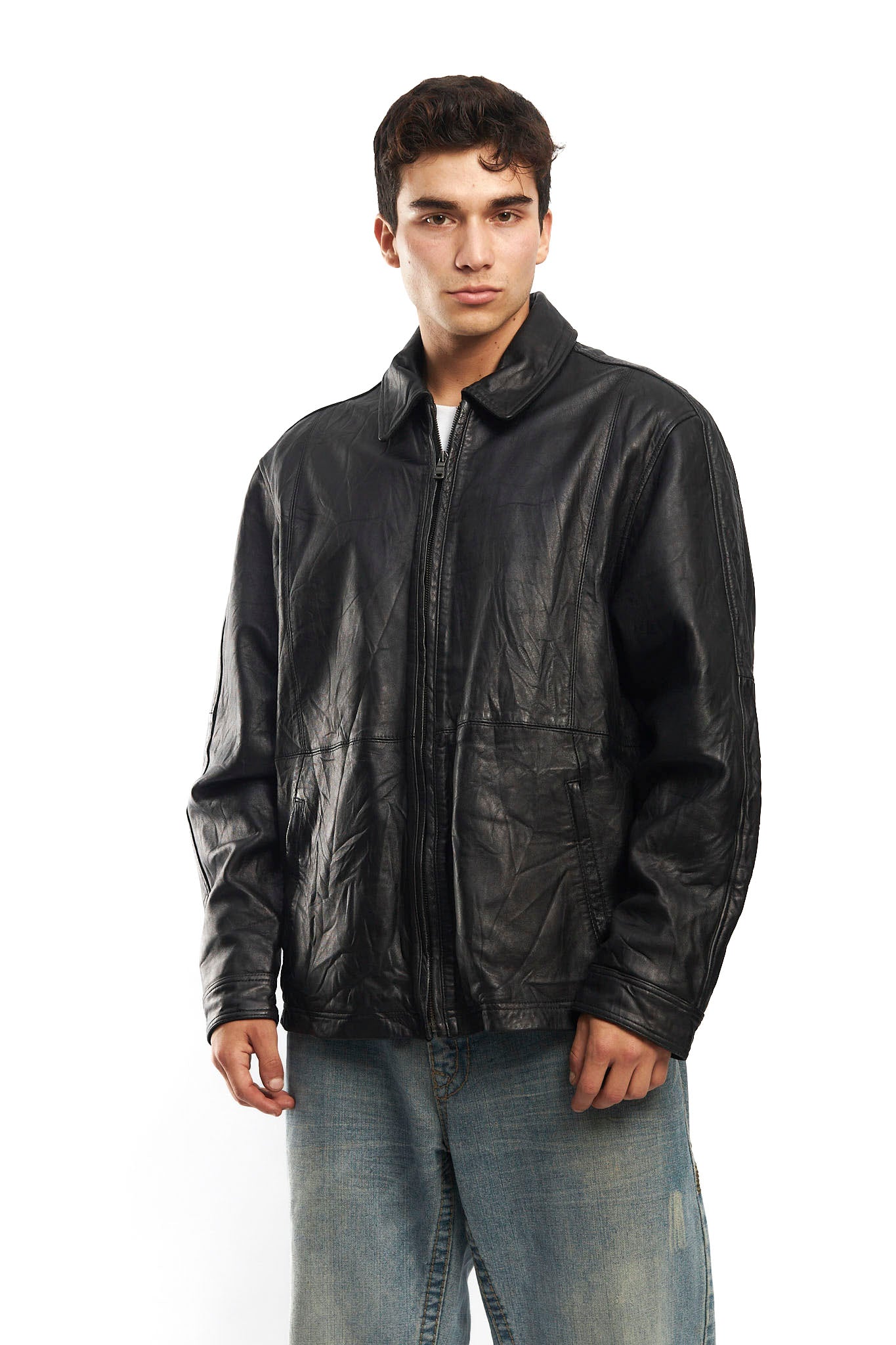 2000 Hugo Boss Leather Harrington Jacket (L)