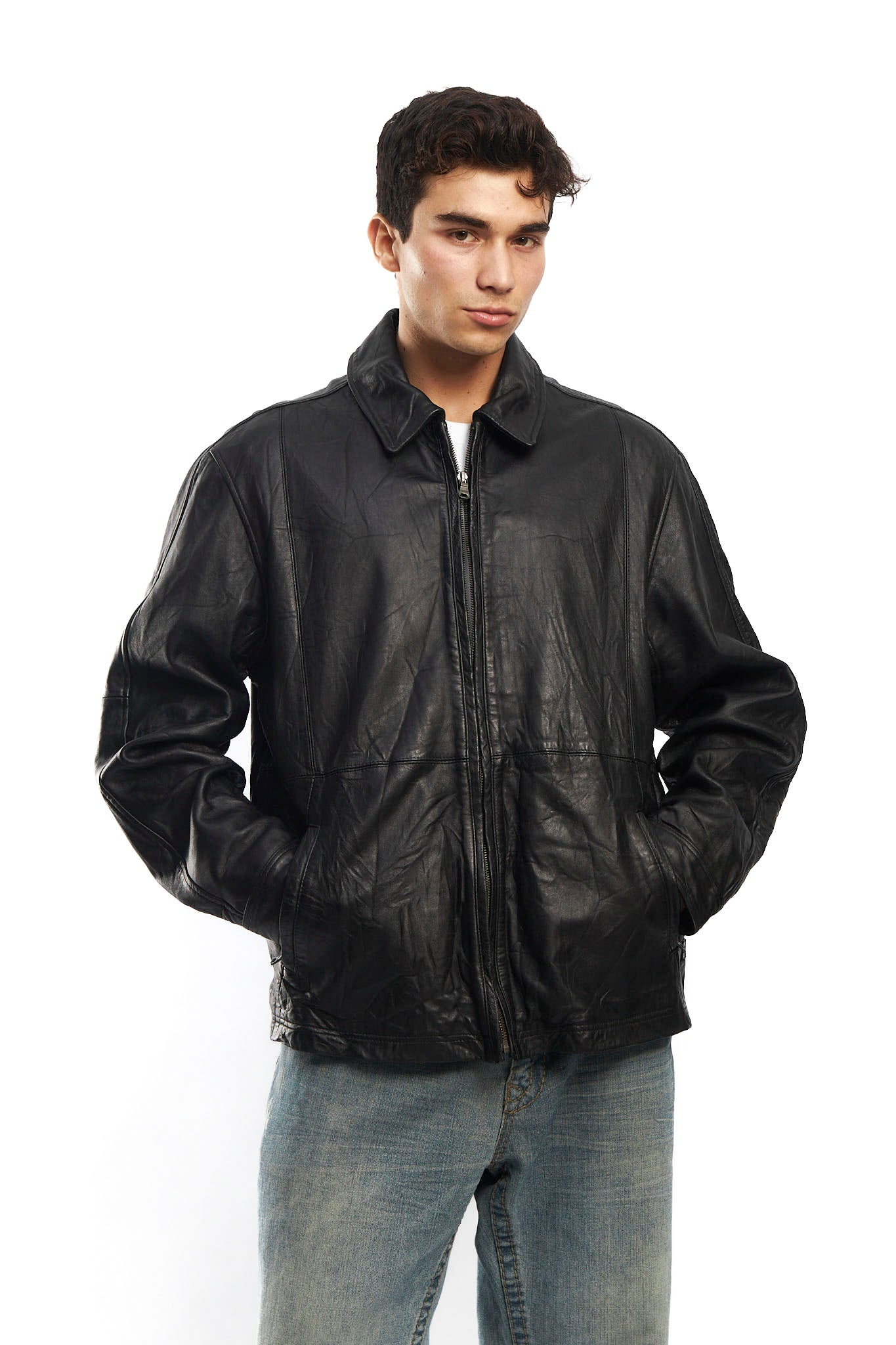 2000 Hugo Boss Leather Harrington Jacket (L)