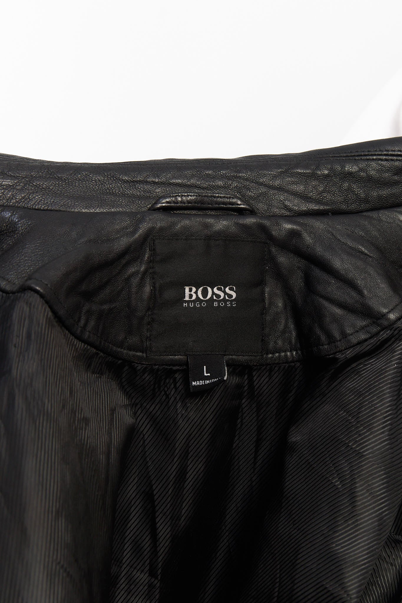 2000 Hugo Boss Leather Harrington Jacket (L)