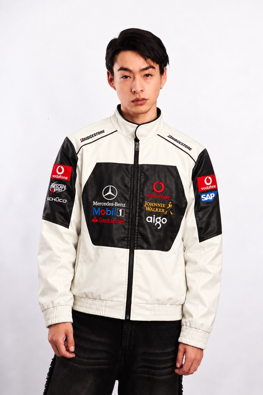 F1 Mclaren Mercedes "Hamilton" Vegan Leather Racing Jacket