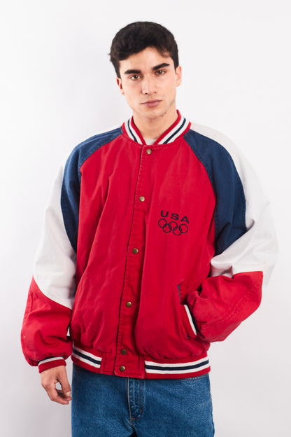 1990 Vintage USA Olympics Game Varsity Jacket (L/XL)