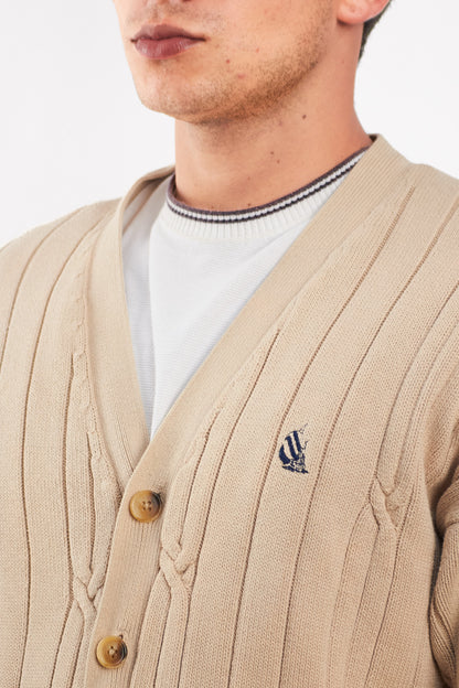 1990 Vintage Nautica Beige Knitted Cardigan (M/L)