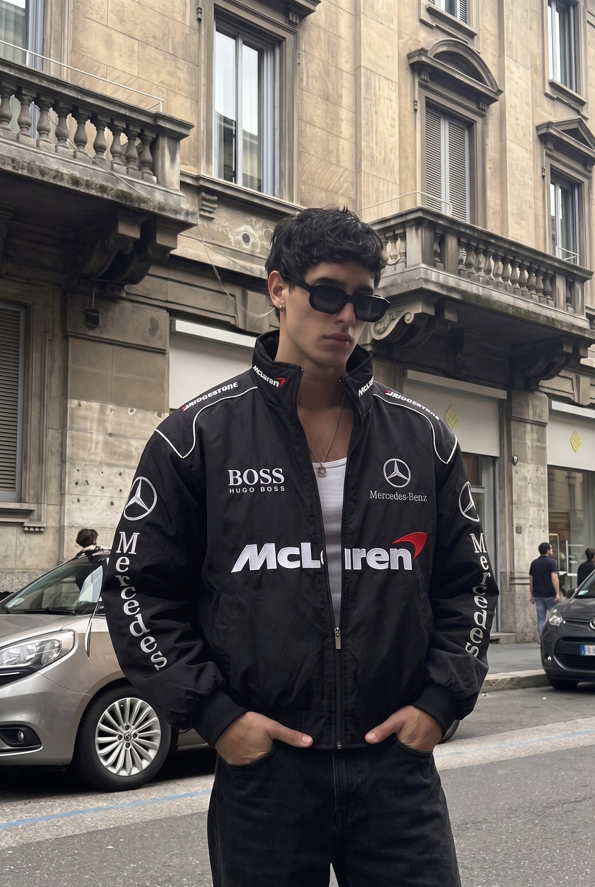 F1 Mclaren Mercedes Blackout Racing Jacket
