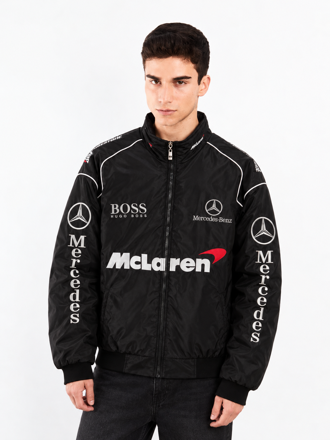 F1 Mclaren Mercedes Blackout Racing Jacket