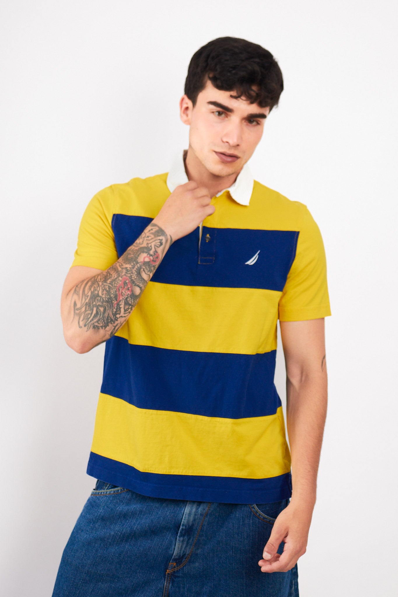 2000 Nautica Striped Rugby Polo Shirt (S/M)