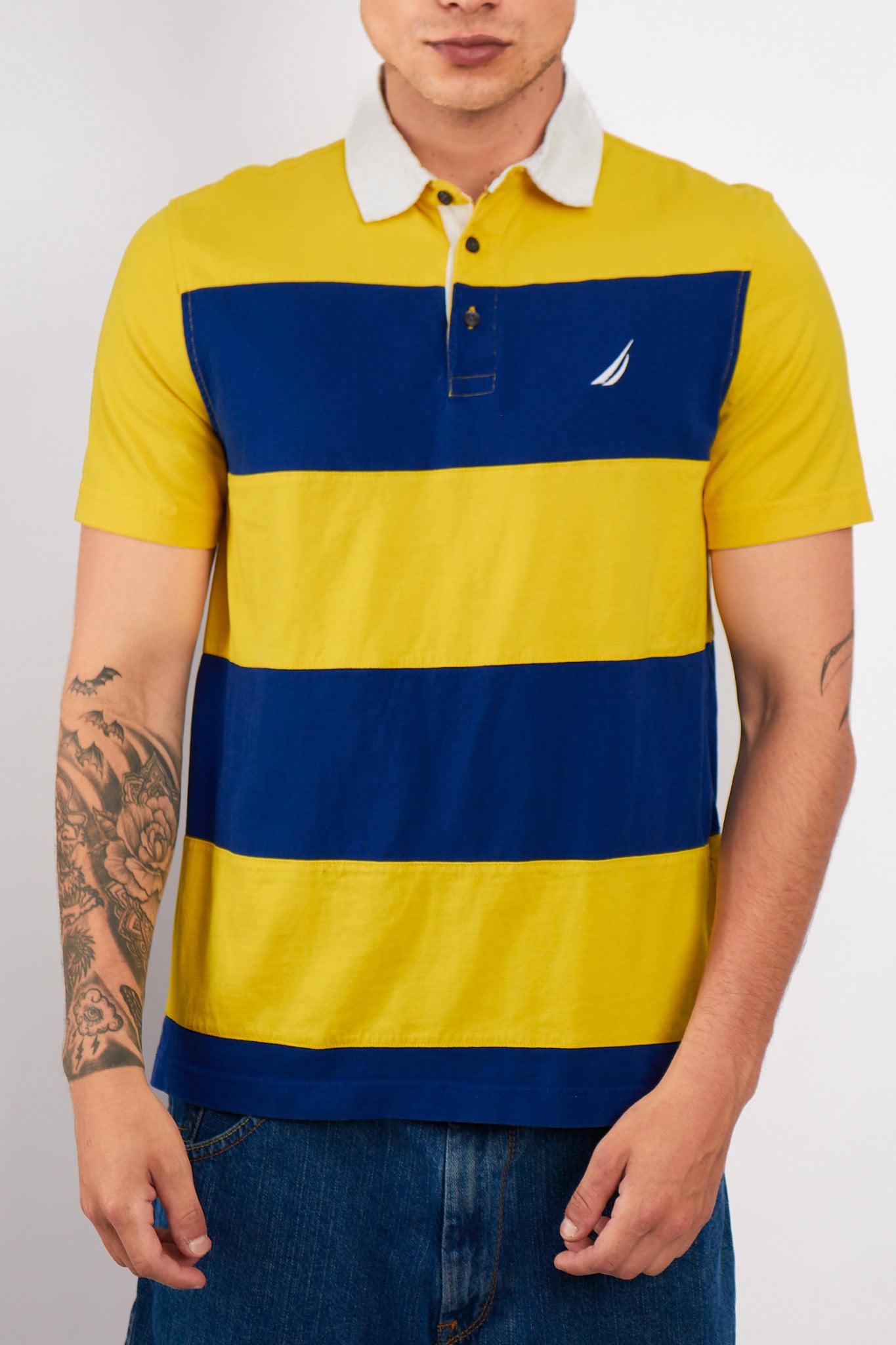 2000 Nautica Striped Rugby Polo Shirt (S/M)