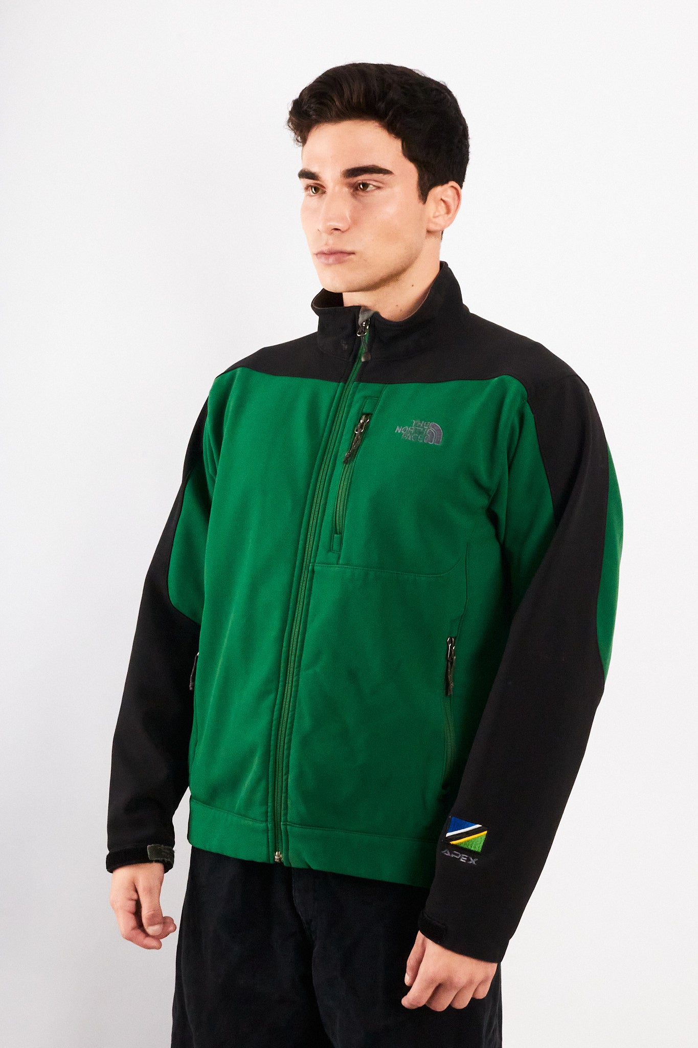 2000 Vintage The North Face Green n' Black Impermeable Softshell (M)