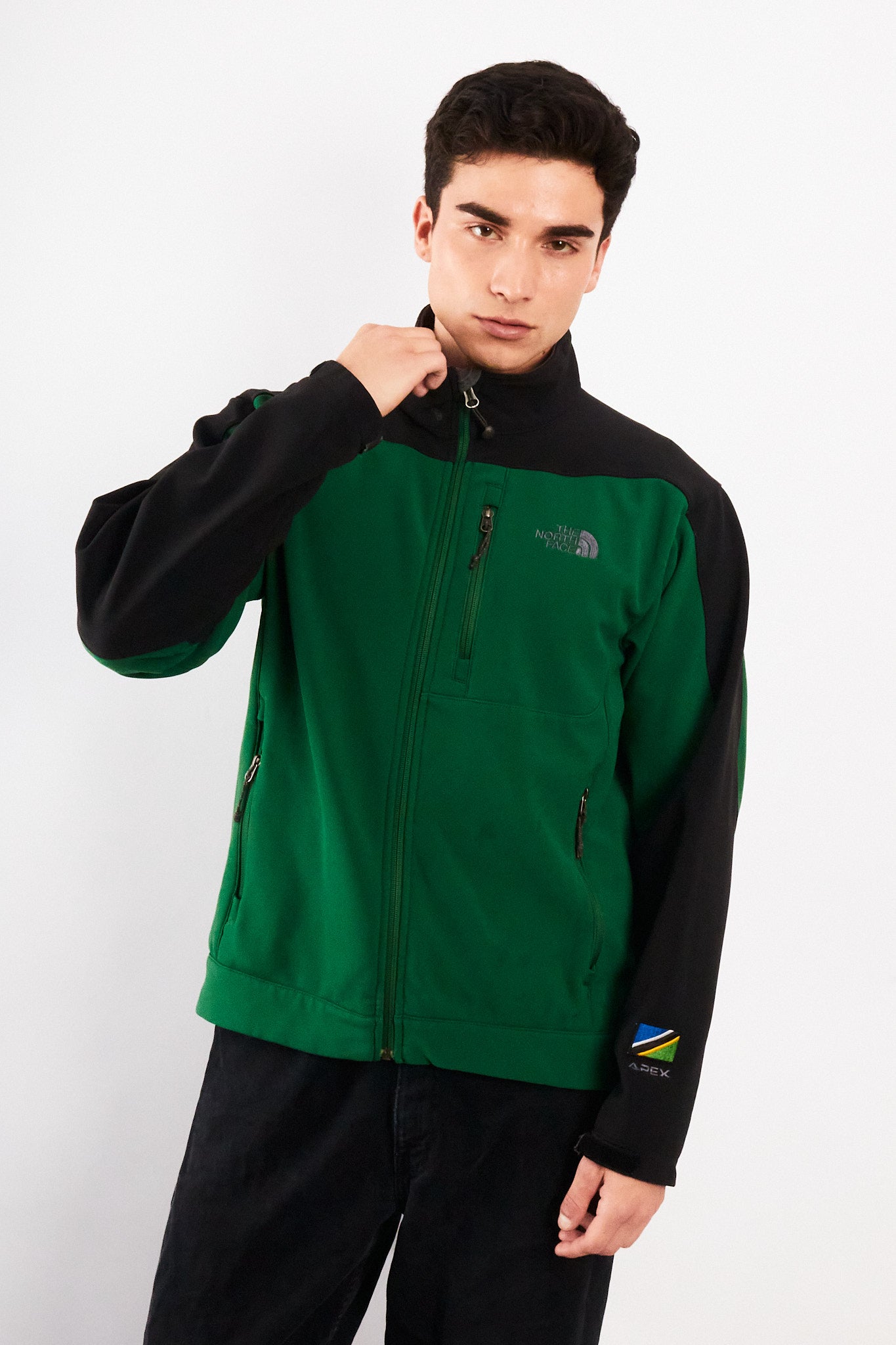2000 Vintage The North Face Green n' Black Impermeable Softshell (M)