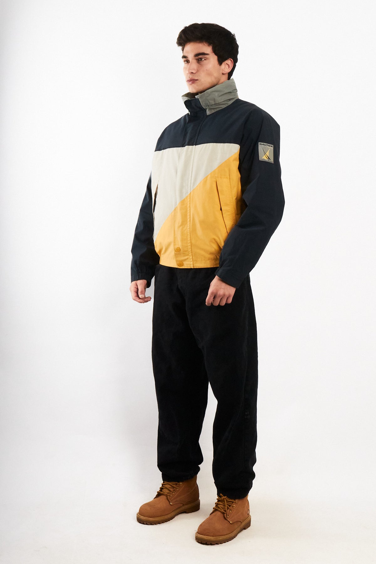 2000 Vintage Nautica Challenge Reflective Patched Colorblock Jacket (M)