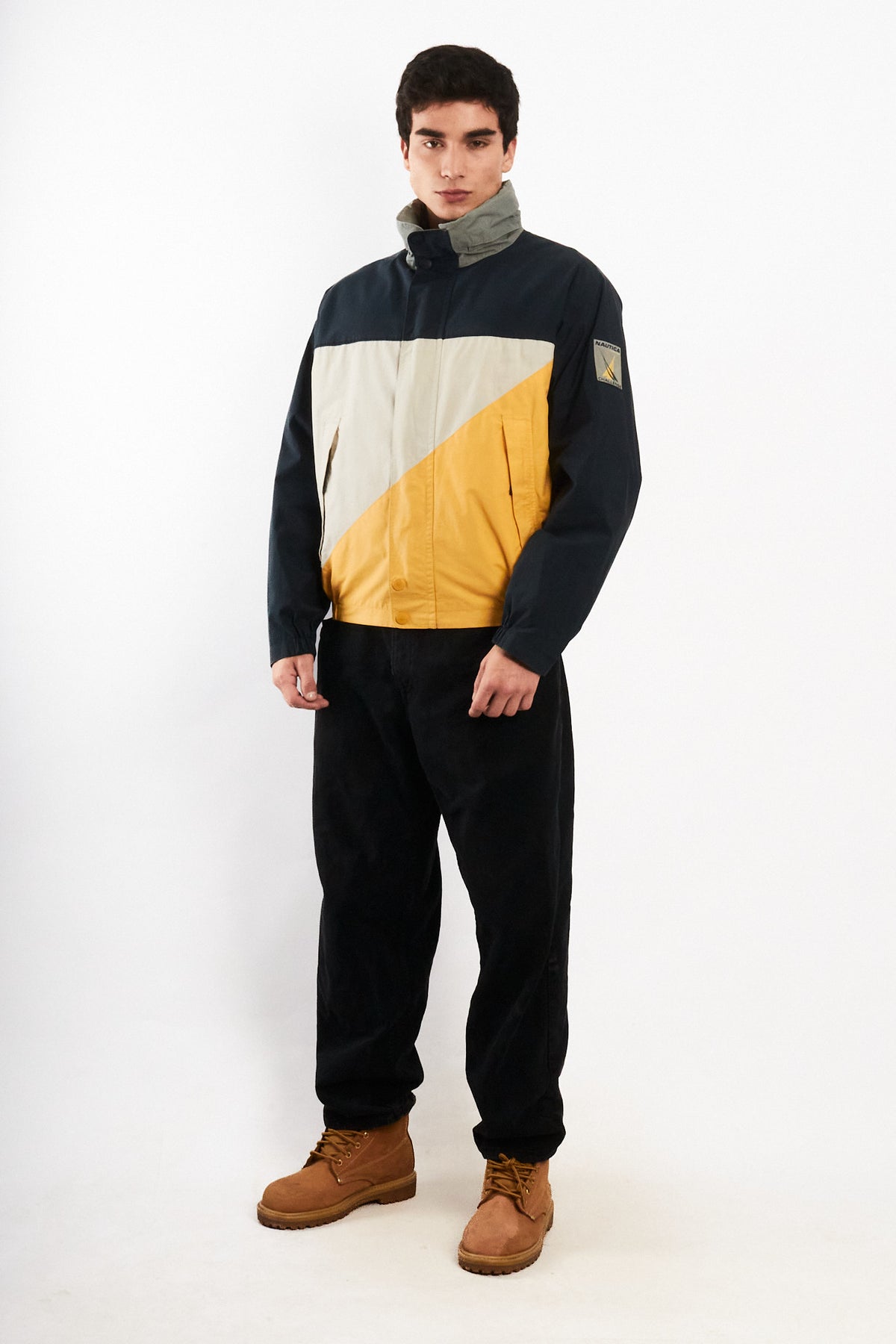 2000 Vintage Nautica Challenge Reflective Patched Colorblock Jacket (M)