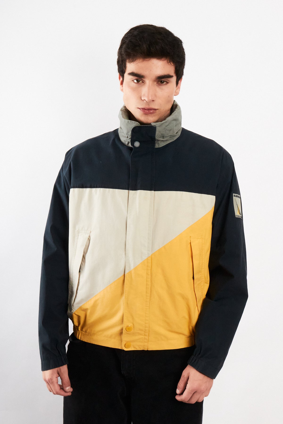 2000 Vintage Nautica Challenge Reflective Patched Colorblock Jacket (M)