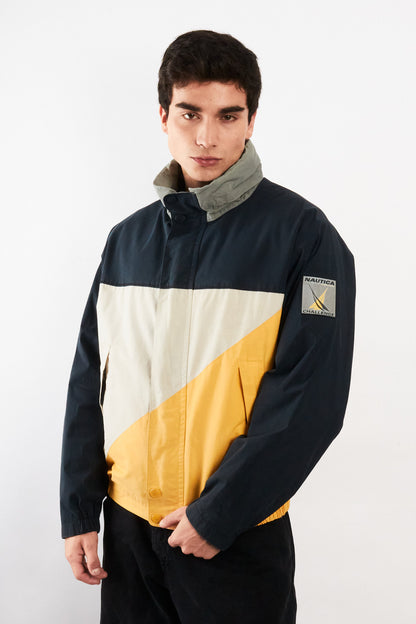 2000 Vintage Nautica Challenge Reflective Patched Colorblock Jacket (M)