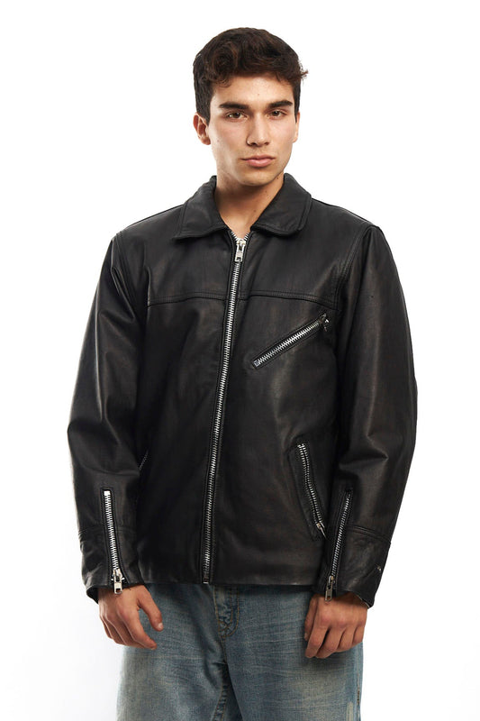 1990 Wilson Sherpa Biker Leather Jacket (M/L)
