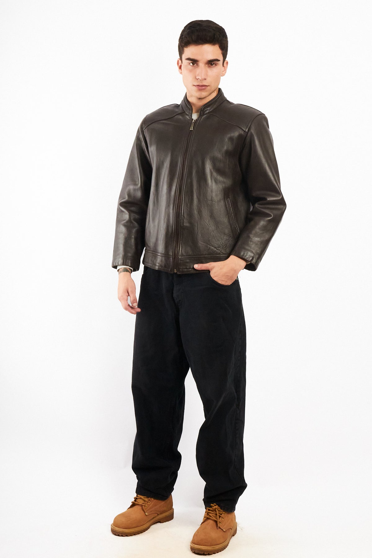 2000 Vintage Chocolate Bomber Jacket (S/M)