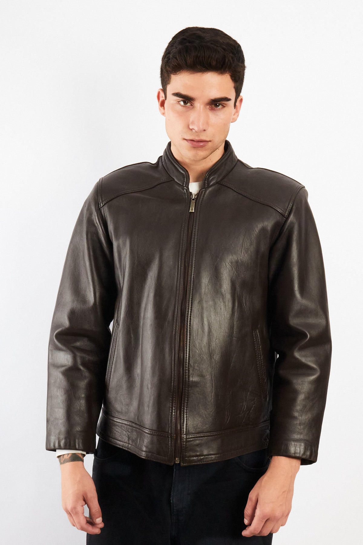 2000 Vintage Chocolate Bomber Jacket (S/M)