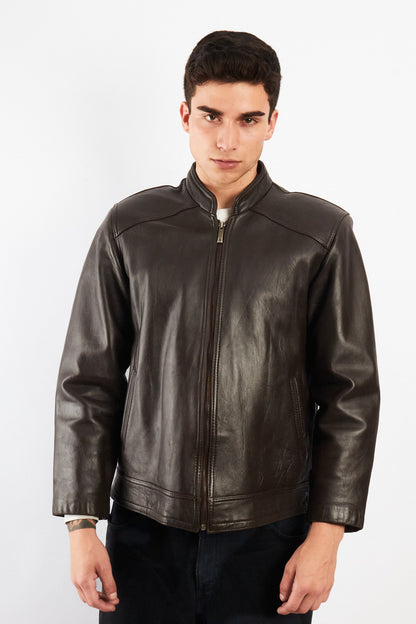 2000 Vintage Chocolate Bomber Jacket (S/M)